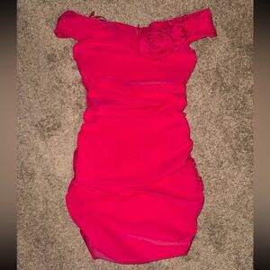 Zara Vibrant Pink Mini Dress with Floral Detail